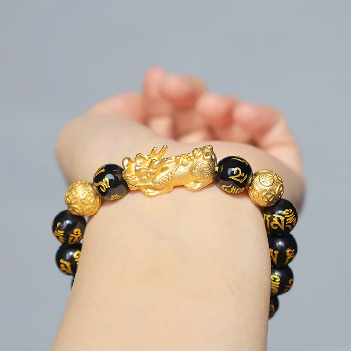 Feng Shui Bracelet - Pixiu Black Obsidian Bracelet for Wealth