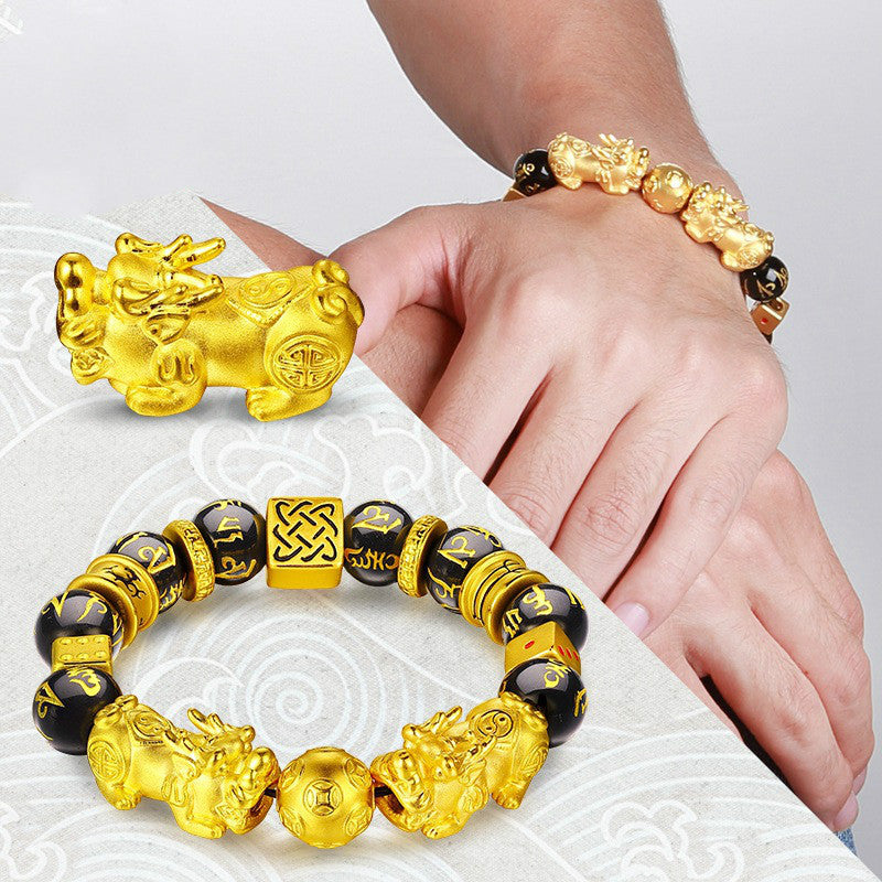 Gold-Plated Double Pixiu Bracelet - Extreme Wealth & Protection