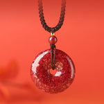 Fully Translucent Crystal Cinnabar Peace Button Pendant