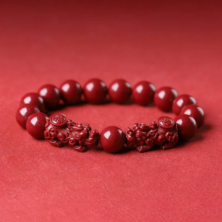Purple Cinnabar Double Pixiu Bracelet