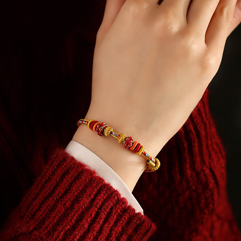 DIY Handwoven Peach Blossom Knot String Bracelet - Vermith