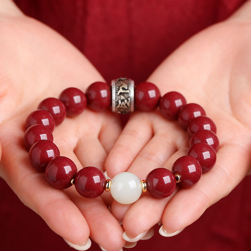 紫の辰砂6文字マントラブレスレット