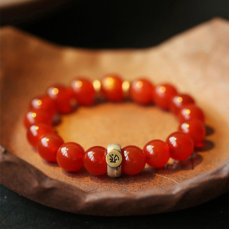 Red Agate Buddhist Guardian Deities Bracelet - Zodiac Bracelet for Luck, Protection
