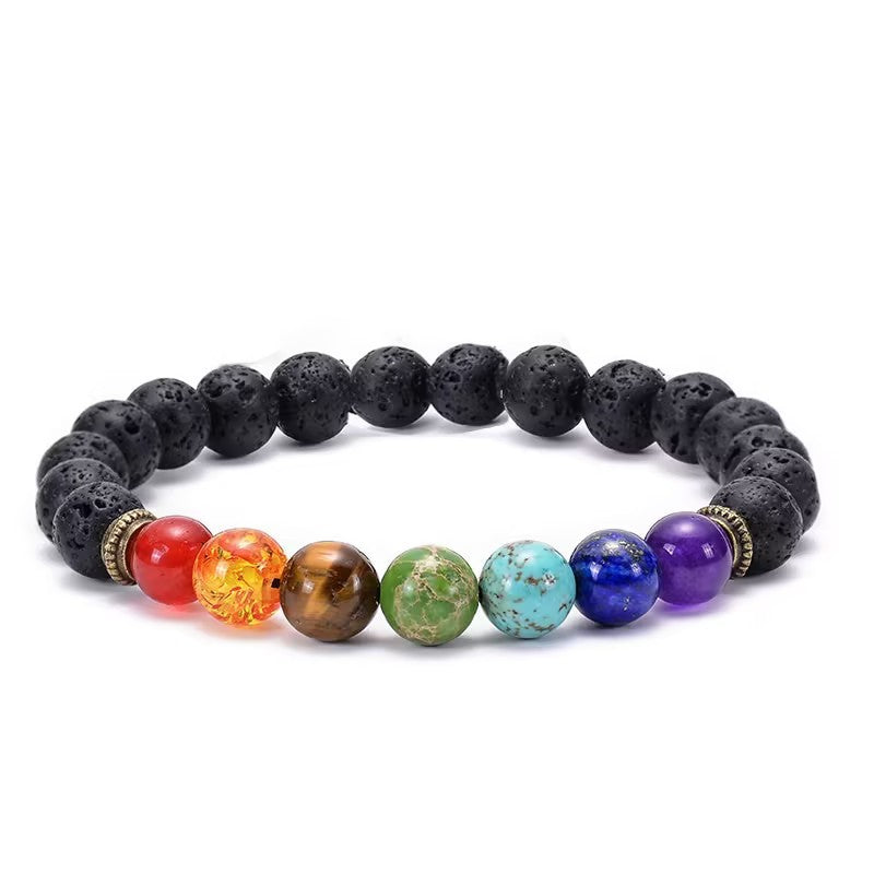 7 Chakra Lava Stone Bracelet - Essential Oil Diffuser