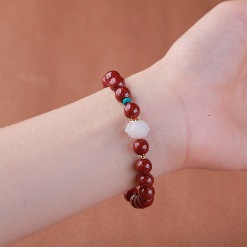 Purple Cinnabar & White Jade Bodhi Bracelet
