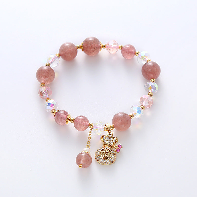 Strawberry Quartz Heart Bracelet