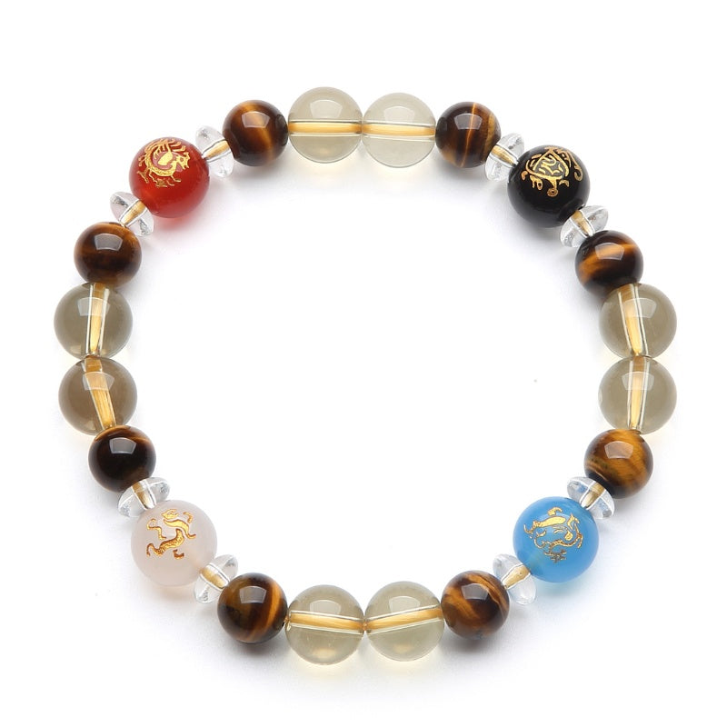 Four Guardian Deities Bracelet - Citrine, Onxy, Tiger Eye