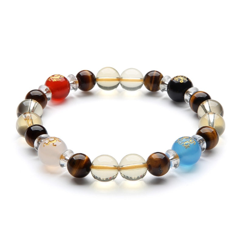 Four Guardian Deities Bracelet - Citrine, Onxy, Tiger Eye
