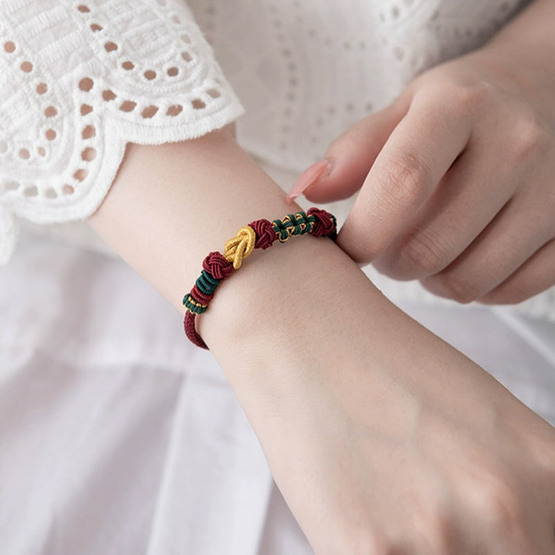 Handwoven Chinese Knot Red String Bracelet, Adjustable Friendship Protection Jewelry