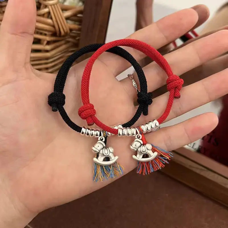 2026 Year of the Horse Birth Year “Horse Brings Wealth” Couple Red String Bracelet - Vermith