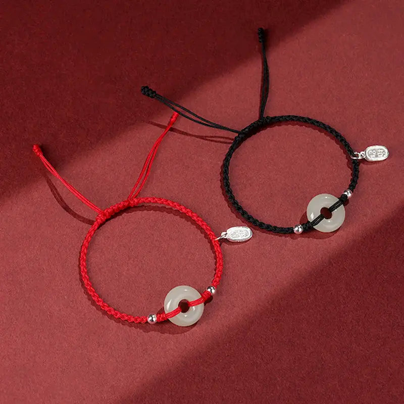 S925 Little Completion Peace Buckle Ancient Craft Handwoven Couple String Bracelet - Vermith