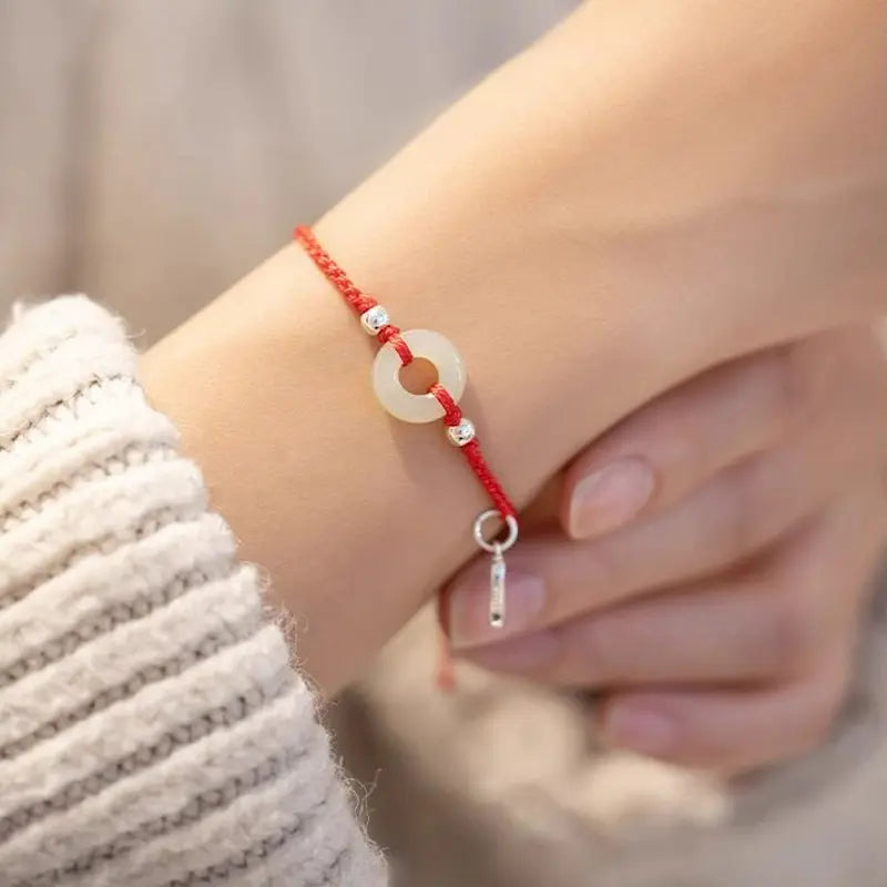 S925 Little Completion Peace Buckle Ancient Craft Handwoven Couple String Bracelet - Vermith