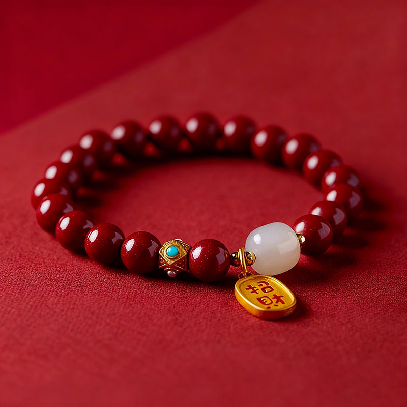 紫の辰砂の平和と祝福のブレスレット