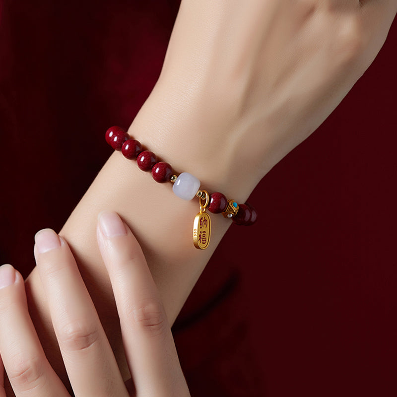 紫の辰砂の平和と祝福のブレスレット