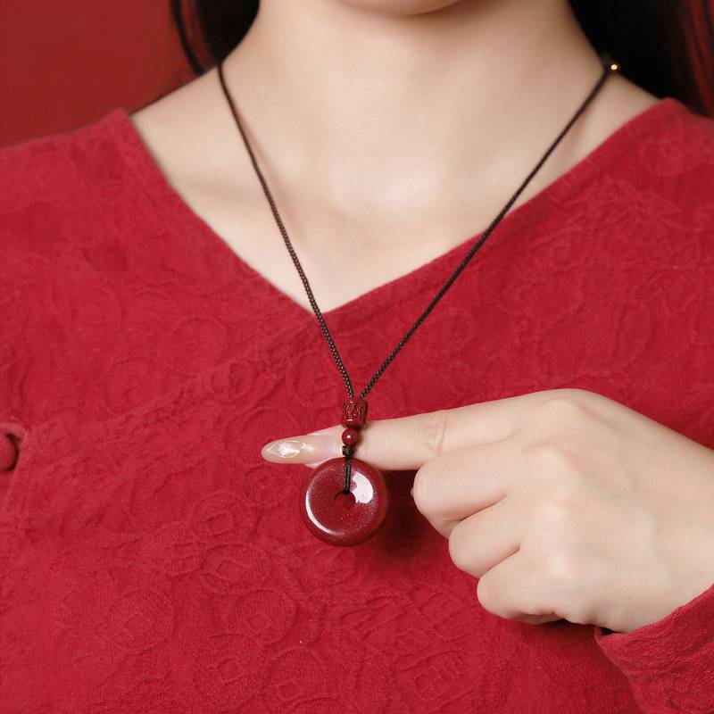 Purple Cinnabar Six - Character Mantra Peace Buckle Pendant