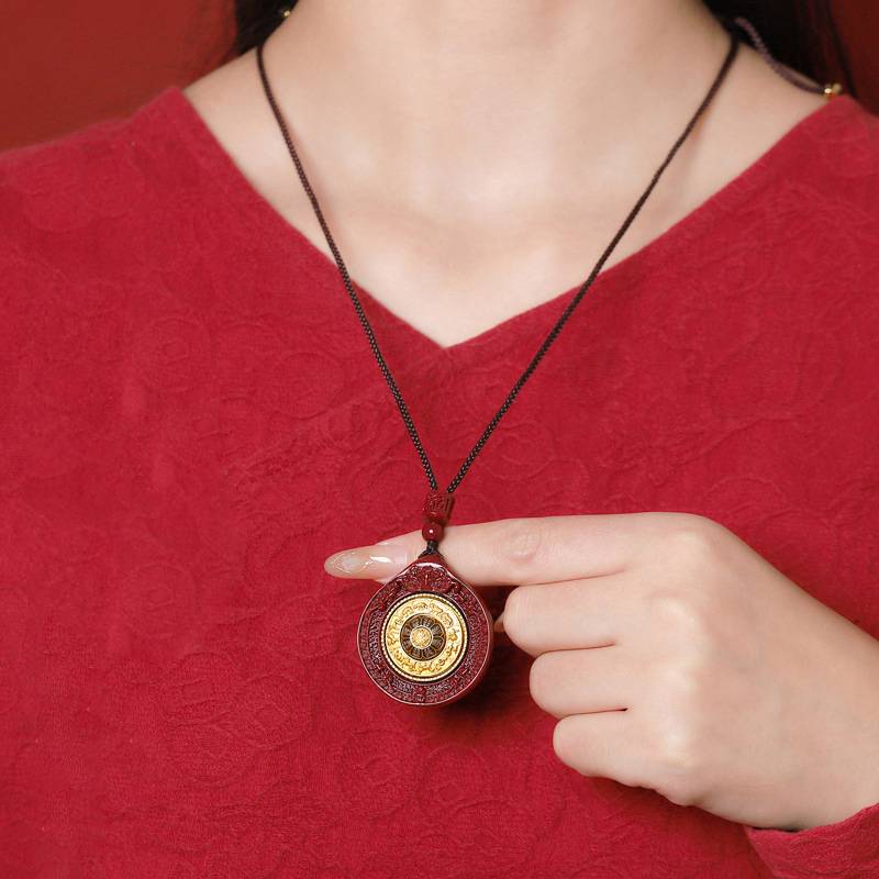 Purple Cinnabar Nine Palaces and Eight Trigrams Tablet Pendant