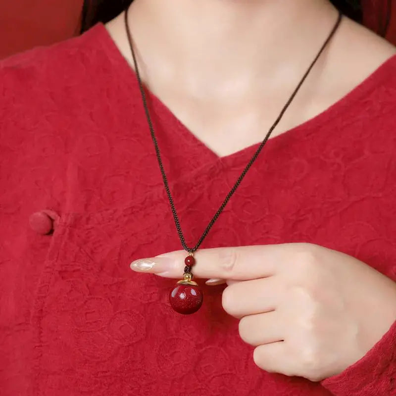 紫の辰砂ガウ花瓶ペンダント