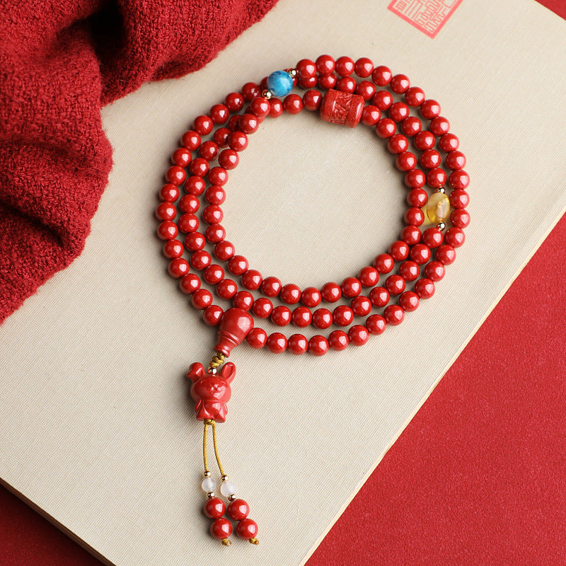 Imperial Cinnabar Beads Multi strand Bracelet & Energy Protection