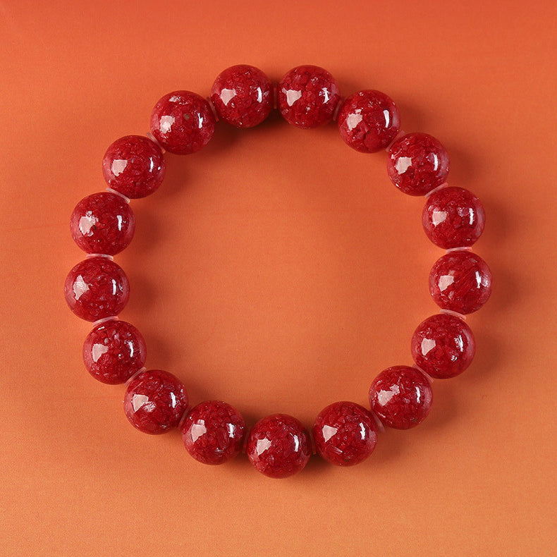 Natural Crystal Cinnabar Fully Translucent Bracelet