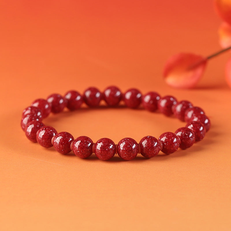 Natural Crystal Cinnabar Fully Translucent Bracelet