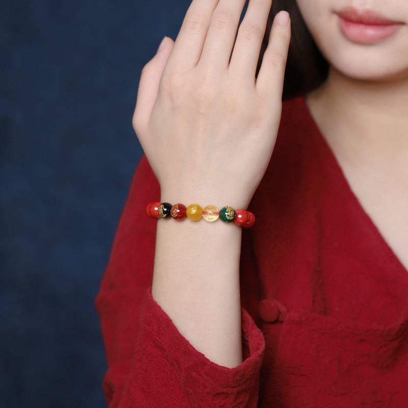Purple Cinnabar Five-way Wealth God Bracelet