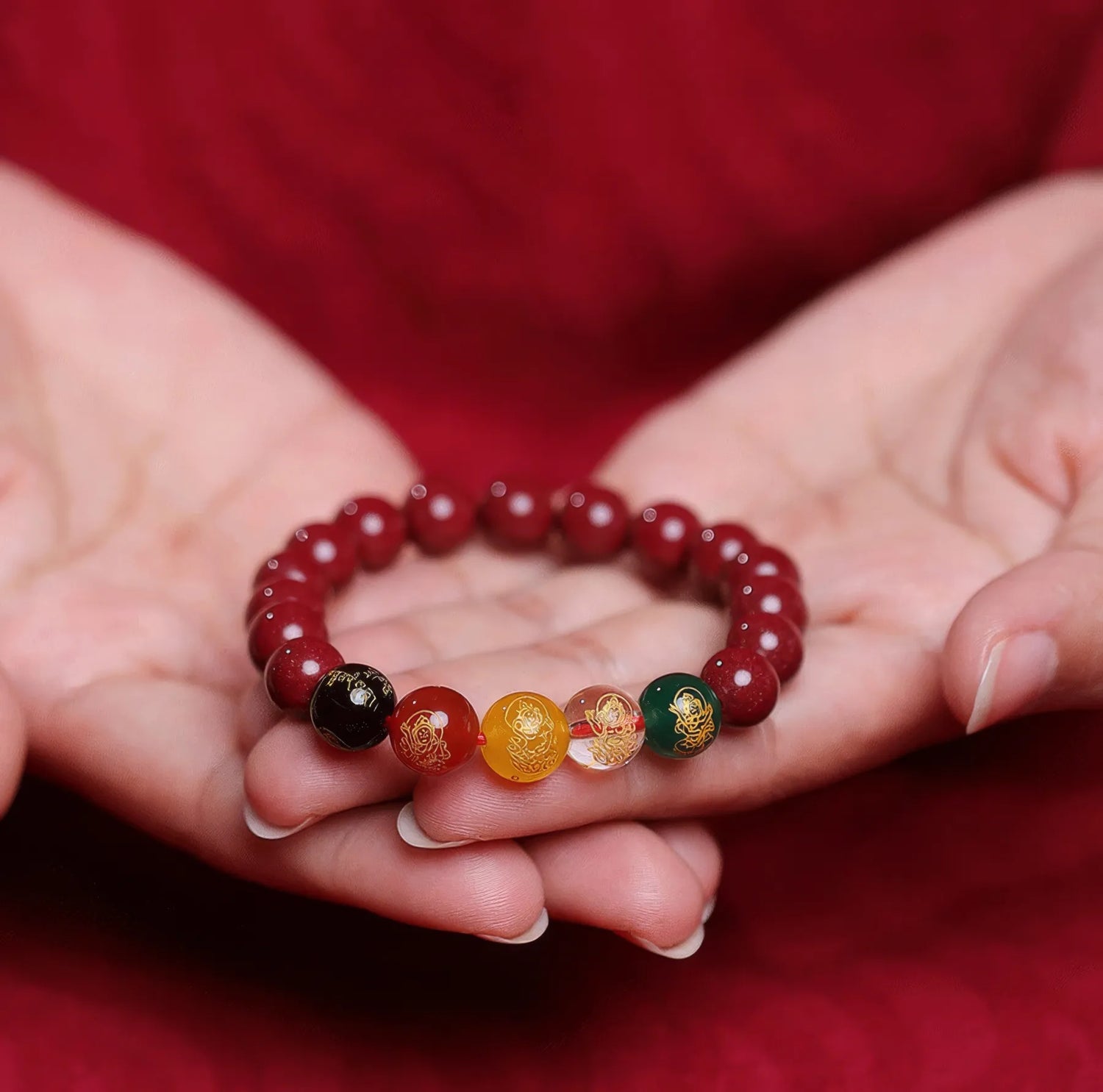 紫辰砂五方財神ブレスレット