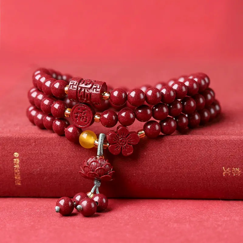 紫の辰砂の多層ブレスレット