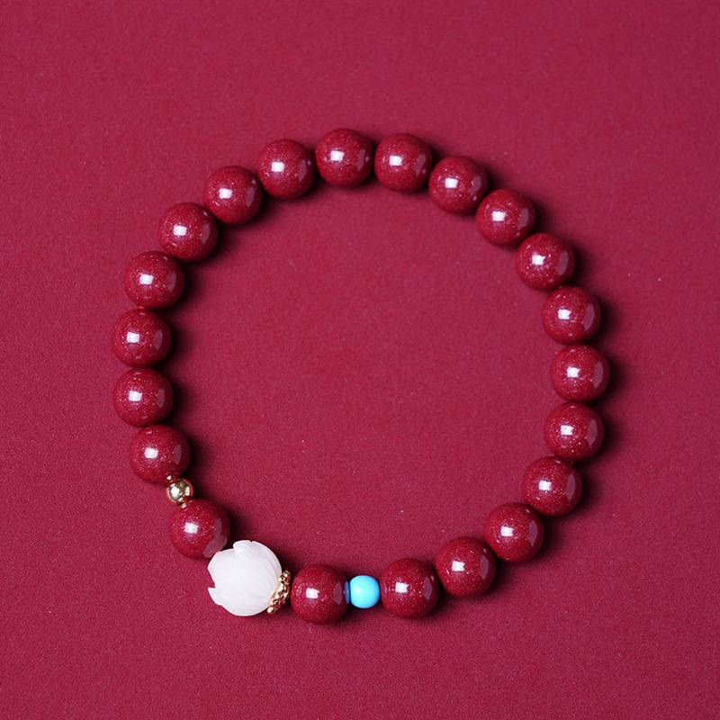 Purple Cinnabar & White Jade Bodhi Bracelet