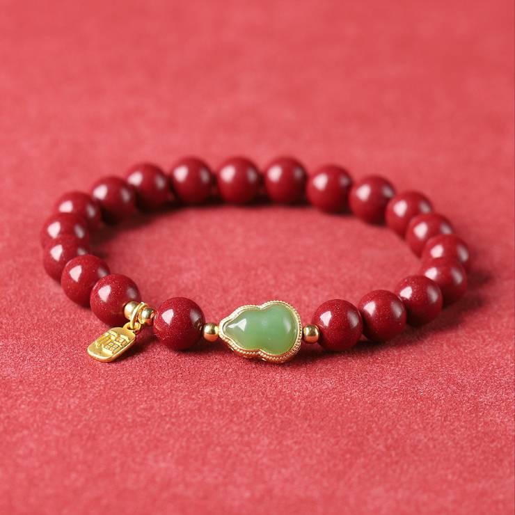 Purple Cinnabar & Jasper Gourd Auspicious Bracelet